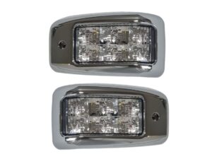 500 SERIES, FC, FD, FE, HI500, HINO, Japanese Makes- Door Flasher- RH Right Hand (Drivers Side)=LH Left Hand (Passengers Side) – Clear – With Chrome Mould – LED – Sold As a Pair – 500 Series (17-On), HI500-240-D0
